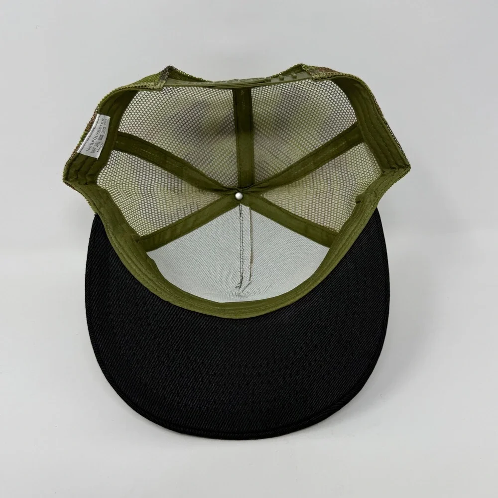 Quiksilver Mens Camo Trucker Hat Black‎ Flat Brim Mesh Snapback Cap Logo Patch